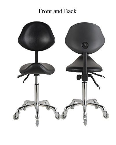 Adjustable Saddle Stool Chairs with Back Support Ergonomic for Medical Clinic Studio Salon Office and Home (Black) - color: Black