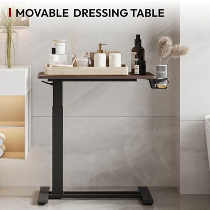 SANODESK 28''Mobile Standing Desk with Hidden Wheels,Pneumatic Laptop Desk | Computer Cart Movable Height Adjustable Table Small Sit Stand Desk for Home Office Hospital Use,27.6"W x 15.7"D,Black Walnut - color: Black Walnut, size: 28x16