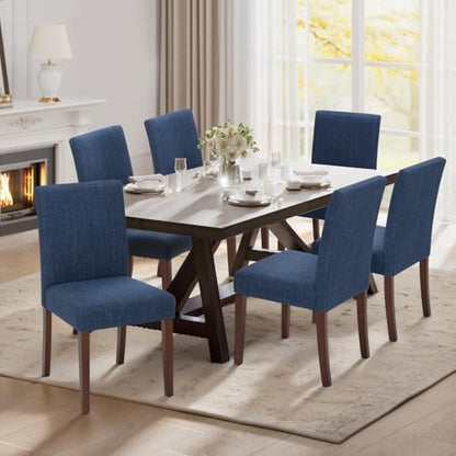 MALOL Upholstered Dining Chairs Set of 6, Modern Fabric Dining Room Chair, Wooden Dining Chair, Kitchen Side Chairs, Farmhouse Dinner Chair with High Back for Kitchen, Blue - color: Blue, size: Set of 6