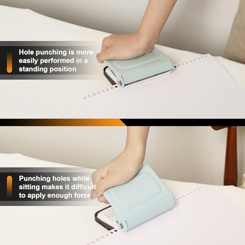 10 Hole Punch Binding Machine for Planners with 10 Multi-Color Binder Rings | 30 Holes on A4, 20 Holes on A5, 26 Holes on B5, 10 Sheet Capacity (Pale Blue) - color: Pale Blue