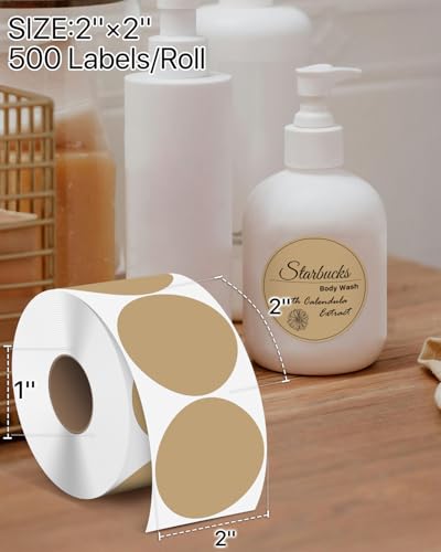iEager 2 Inch Round Thermal Labels, Brown Circle Thermal Printer Stickers - color: Brown, size: 2 INCH