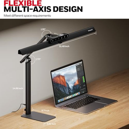 Honeywell HJ1BK Eye-Caring 1200LM LED Architect Desk Lamp for Home Office | CRI≥97, Flicker-Free, 4 Color Temps, Task Desk Light with Base for Computer, Study, Black - style: Black Base