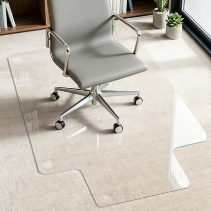 VASUHOME Premium Tempered Glass Floor Mat with Lip - 36" x 47" Large Office Floor Mat for Carpet or Hardwood Floors, 1/5" Thick with 12 Anti-Slip Pads - size: 36" x 47" w/ Lip