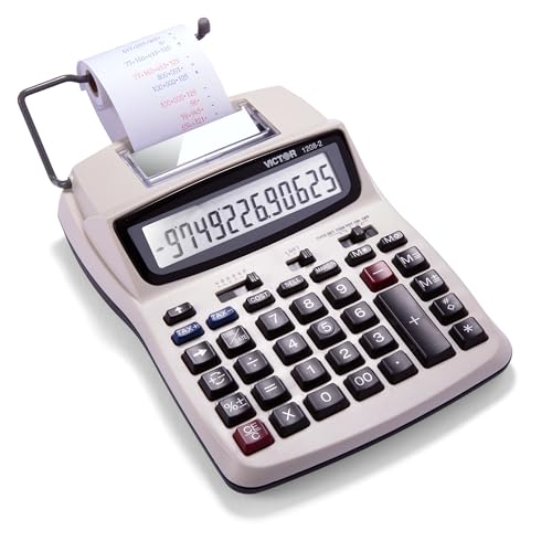 Victor 12-Digit Compact Adding Machine Printing Calculator, Fast 2.3 Lines-Per-Second Ink Roller Printer with Cost, Sell and Margin Keys, 20% Recycled Plastic Enclosure, White (1208-2) - size: 1.5" x 6" x 7.5"