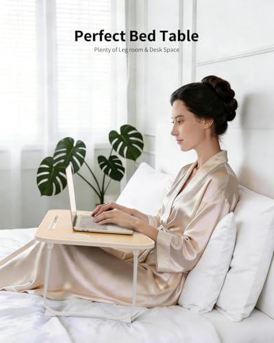 Ruxury Folding Lap Desk Bed Desk Laptop Table Tray, Breakfast Serving Tray, Portable & Lightweight Mini Table for Sofa Couch Floor - Wood - color: Wood