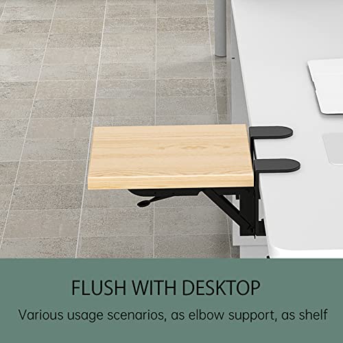 Sisyphy Ergonomics Desk Extender Tray, 9.5x9.1" Punch-Free Clamp on, Foldable Keyboard Drawer Tray, Table Mount Arm Wrist Rest Shelf, Computer Elbow Arm Support - color: Maple, size: 9.1*9.5"(23cm*24m)