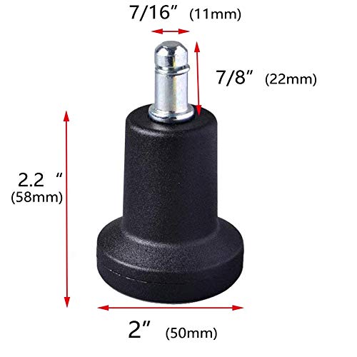 AAGUT High Profile Bell Glides 7/16" x 7/8", for Office Chair, 5 Pack | 750lbs Office Chair Wheel Stopper Replacement, Fixed Stationary Caster Wheel Glide, Matte Black Finish - size: High
