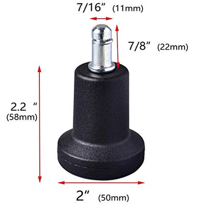AAGUT High Profile Bell Glides 7/16" x 7/8", for Office Chair, 5 Pack | 750lbs Office Chair Wheel Stopper Replacement, Fixed Stationary Caster Wheel Glide, Matte Black Finish - size: High