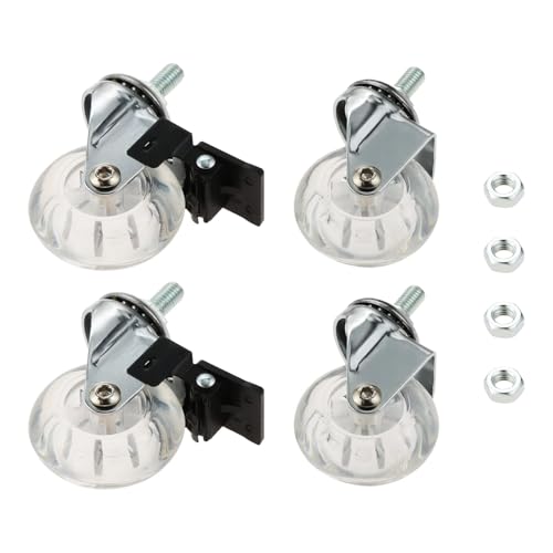 Castor Wheels 2-inch 8 * 15 Screw Brake Transparent Wheel Screw Threaded Stem Casters Office Chair Caster Wheel Clear Swivel Casters with Brake for Sofa Chair Cabinet Casters Wheels,Stem Casters