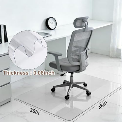Clear Chair Mat for Hard Floors, 36 x 48 PVC Desk Mat | Clear PVC chair mat protects hard floors from rolling chair casters; suitable for hardwood, tile, laminate and vinyl