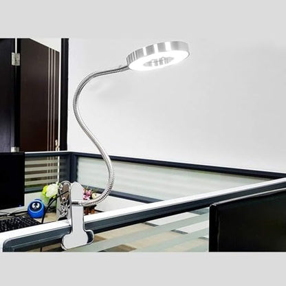 Dimmable 5W LED USB Plug Clip On Light Flexible Gooseneck Reading Lamp for Laptop, Book,Piano,Bed Headboard,Desk, 3 Lighting Colors, 10 Brightness Levels (Silver) - color: Silver