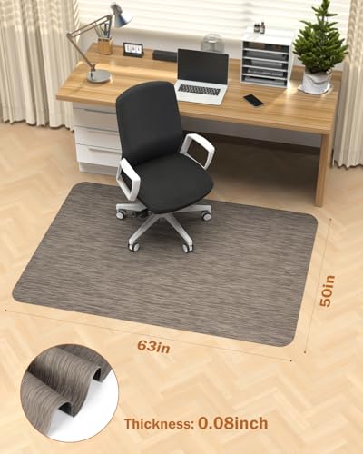 Blvornl Office Chair Mat for Hardwood Floor, 50"*63" Desk Computer Chair Mat for Hard Wood, Large Anti-Slip Hard Floor Protector for Rolling Chair, PVC Desk Rug for Office Dark Brown - color: Dark Brown, size: 50"*63"