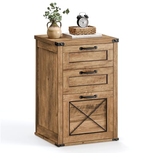 VASAGLE File Cabinet, Filing Cabinet with 3 Drawers, Printer Stand, Fit A4, Letter Size, Hanging File Folders, Modern Farmhouse Style, for Home Office, Honey Brown UOFC054T41 - color: Honey Brown, style: 3 Drawers
