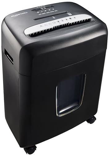 Amazon Basics High Security Micro Cut Paper Shredder, 8 Sheet Capacity, CD and Credit Card Shredder with Pull Out Bin, Black - size: 8 Sheet