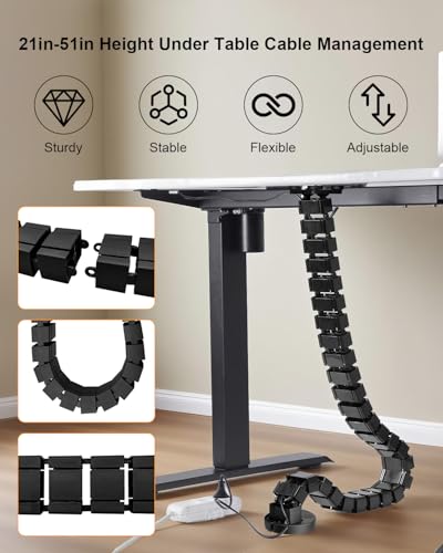 Under Desk Cable Management Spine, Magnetic Wire Organizer Black - color: Black