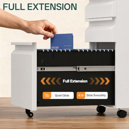 3 Drawer Mobile File Cabinet with Lock, Fully Assembled - color: White