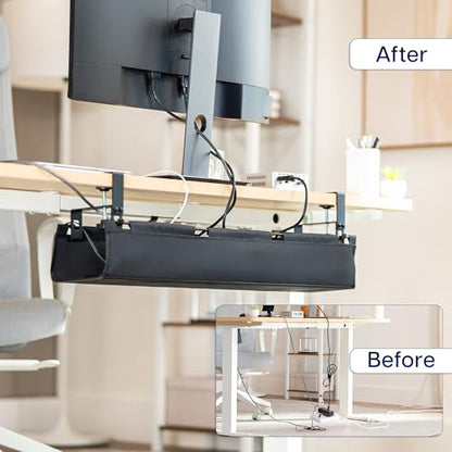 VIVO Black Clamp-on 31 in Fabric Cable Management Tray, DESK-AC31F-C - size: 31"