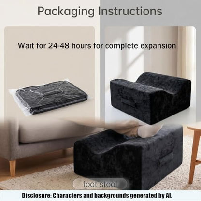 Foot Rest for Under Desk at Work, | Soft Ergonomic Footrest, Support Foot Pillow, Leg Elevation Cushion,Black+AA - color: Black+aa