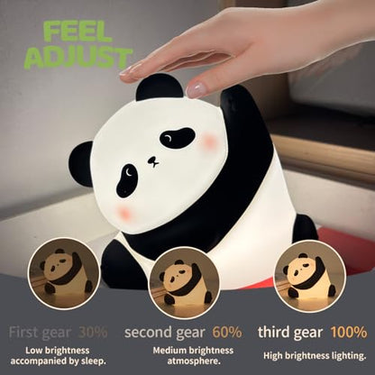 Cute Panda Silicone Night Light, 3-Level Dimmable Soft Light, Timed, Rechargeable, Bedside Touch Lamp, Creates a Cozy Ambiance, Ideal Decoration and Gift for Kids, Boy, Girl, and Friend - style: Panda Shape