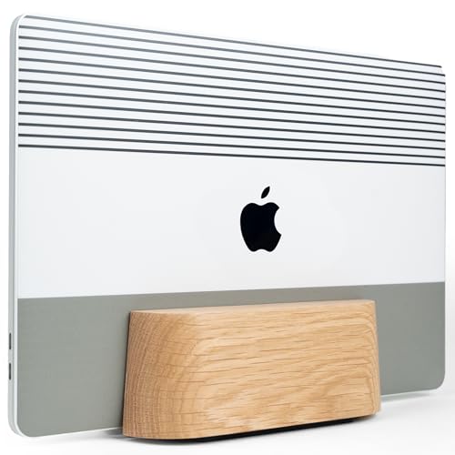 COREMINDED Adjustable Vertical Laptop Stand for Desk, Wooden Laptop Holder, MacBook Pro Stand, Wood Mac Air Dock (Solid Oak) - color: Solid Oak, size: Single Slot