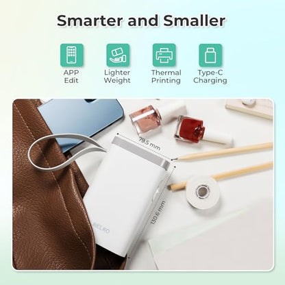 Nelko P21 Label Maker Machine with Tape, Bluetooth Label Printer, White - color: White