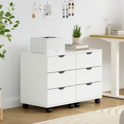 Farini 3-Drawer Under Desk Wooden File Storage Cabinet with Lockable Caster for Home Office,White,Fully Assembly - color: White, style: Fully Assembly