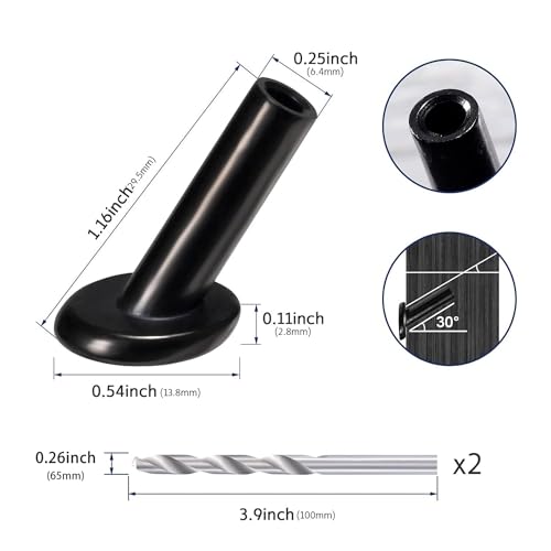50 Pack 30 Degree Angle Protective Sleeves, Black Cable Railing Stair Protector Sleeve Beveled for 1/8" Wire Rope, T316 Marine Grade Cable Railing Kit with Two Drill Bit for Wood Posts HF039B - size: 30 Degree
