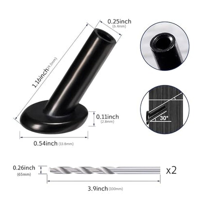50 Pack 30 Degree Angle Protective Sleeves, Black Cable Railing Stair Protector Sleeve Beveled for 1/8" Wire Rope, T316 Marine Grade Cable Railing Kit with Two Drill Bit for Wood Posts HF039B - size: 30 Degree