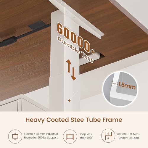 SEDETA 55" Electric Standing Desk with 6 Drawers, Adjustable Stand up Desk with Storage, Computer Desks with Power Outlets for Home Office, White - color: White