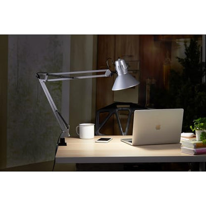 Bostitch Office VLF100-SLV Swing Arm Desk Lamp with Clamp Mount, 36" Reach with Multi-Joint Adjustment, Includes Replaceable LED Bulb (VLF), Silver - size: Clamp 36" Reach, style: Clamp, Silver