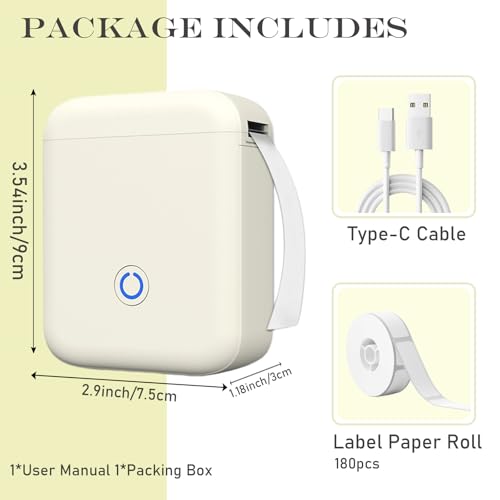 P11 New Version Label Maker Machine with Tape,300DPI Bluetooth Label Printer, Portable Thermal Printer,Sticker Maker for Organizing Home Office School (White)