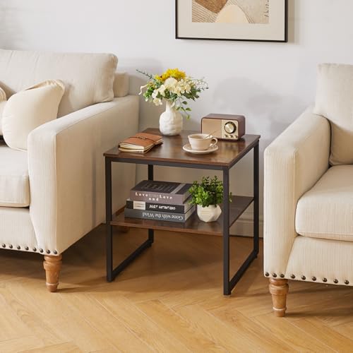 Aibiju Small Table Stand 20 Inch, Multi-Functional Side & Printer Accent Table with Storage Shelf, Rustic Brown YD-TM153H - color: Rustic Brown, style: Basic