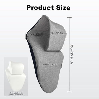 Ergonomic Memory Foam Neck Support for Office Chair, Desk Pillow with Fixed Strap, Elastic Sponge Headrest for Most Chairs Without Headrests