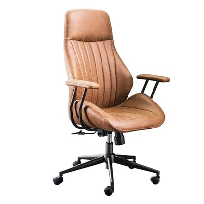 ovios Ergonomic Office Chair, High-Back Faux Suede Computer Executive Chair - color: Brown, size: High Back, Regular Cushion