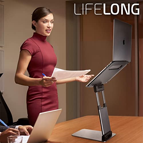Lifelong Aluminum Adjustable Laptop Stand, Extra Tall 20" Riser, Silver - color: 2. Silver, size: 1. Up to 17" Laptop