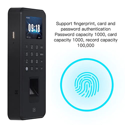Fingerprint Time Clock, Fingerprint ID Card Password Time Attendance Machine, Office Time Card Machine Automatic Punch, 2.4in Screen Voice Prompt