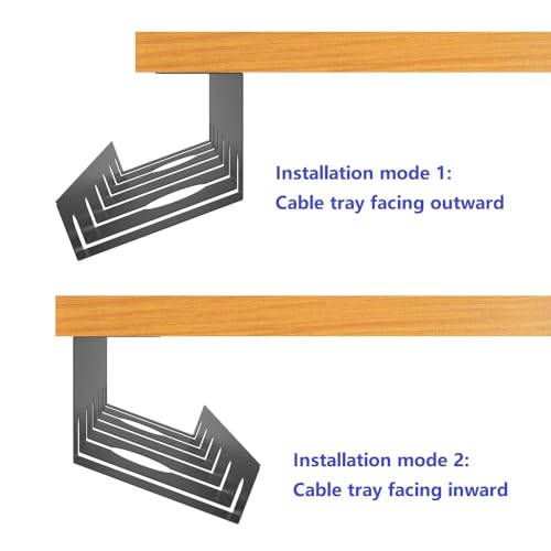 2 Pcs of Under Desk Cable Management Tray for Easy Mounting | Metal U Channel Cable Organizer Box for Office, Home (UnderDeskCM)