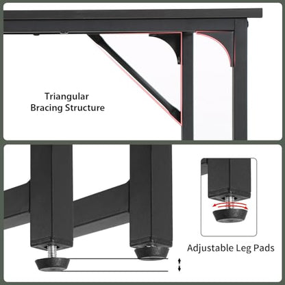 BestOffice Computer Desk,47 inches Home Office Desk Writing Study Table Modern Simple Style PC Desk with Metal Frame,Black - color: Black, size: 47 inch
