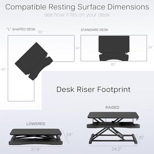 VIVO Dark Walnut 28 inch Standing Desk Converter, DESK-V028KA - color: Dark Walnut, size: 28"