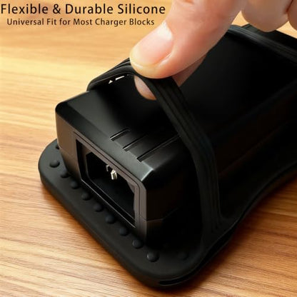 Silicone Laptop Charger Holder Hidden Mount for Laptop Power Brick Universal Under Desk Power Adapter Mount, Flexible Non-Slip Holder for Power Charger (1 Pack-Back) - color: 1 Pack-Back