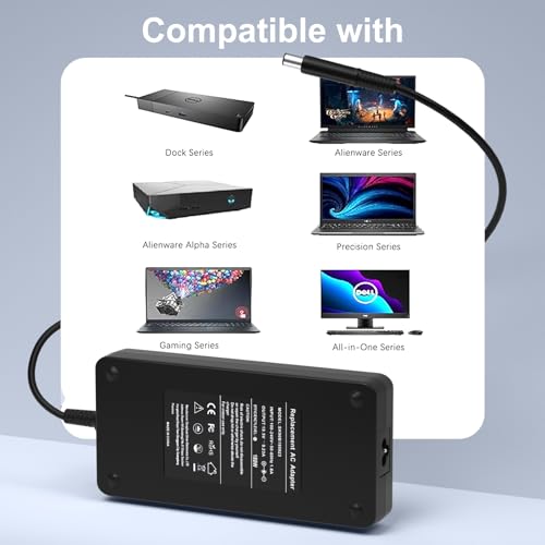 180W 130W Replacement Charger for Dell Thunderbolt Docking Stations | WD19 WD19S WD19TB WD19TBS WD22TB4 WD15 SD25 WD25 D6000 D6000S K16A K16A001 TB15 TB16 TB18DC K17A001 Business Thunderbolt