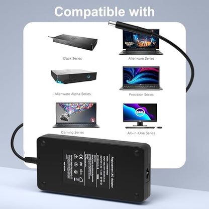 180W 130W Replacement Charger for Dell Thunderbolt Docking Stations | WD19 WD19S WD19TB WD19TBS WD22TB4 WD15 SD25 WD25 D6000 D6000S K16A K16A001 TB15 TB16 TB18DC K17A001 Business Thunderbolt