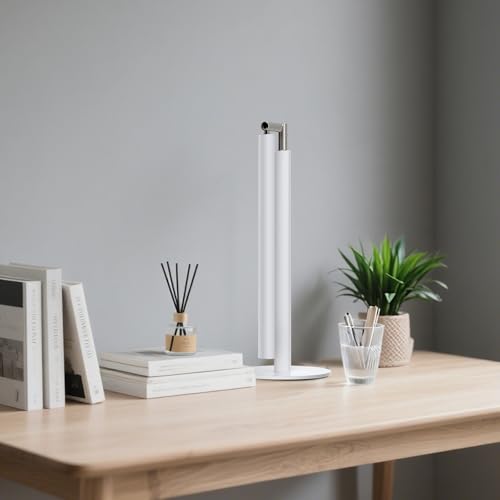 SIBRILLE White LED Desk Lamp, 16" Dimmable Metal Desk Light with Base, 15W 1200LM, Adapter Included, Color & Brightness Adjustable, Modern Tall Table Lamp for Home Office Reading Study Task Laptop - color: White