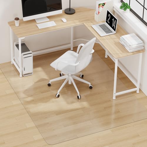 Upgraded 2mm Thick Clear Office Chair Mat, 46"x72" Heavy-Duty PVC Floor Mat | No Slip Vinyl Desk Chair Mat for Hard Floors, Easy Clean Computer, Waterproof Rolling Chair Floor Protector for Home Office - color: Clear, size: 46"x72"