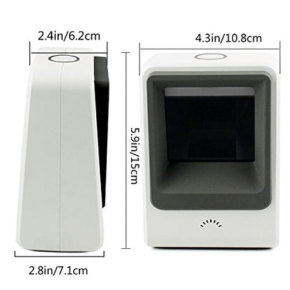2D Barcode Scanner,Symcode Omnidirectional Hands-Free USB Barcode Reader Scanner for Mobile Payment Computer Screen Scan - color: White