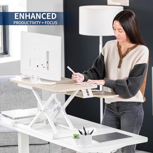 VIVO Light Wood 28 inch Standing Desk Converter, DESK-V028KF - color: Light Wood, size: 28"