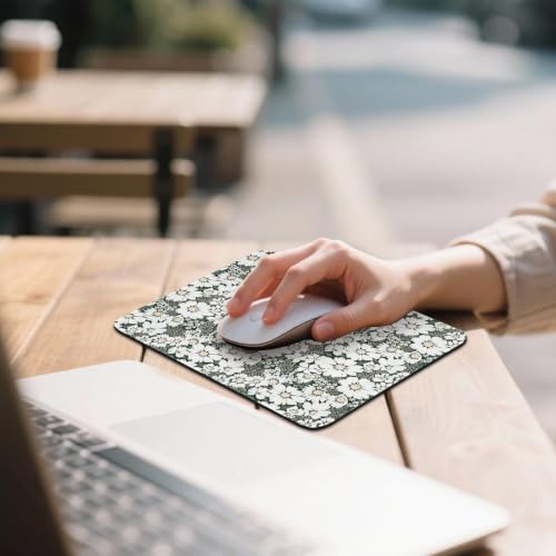 Mouse Pad for Desk with Stitched Edge, Premium Cute Washable Mouse Pads. Computer Mousepad with Non-Slip Rubber Base, Mousepads for Laptop, 9.25x7.75x0.12 inch (Daisy Fields) - color: Daisy Fields
