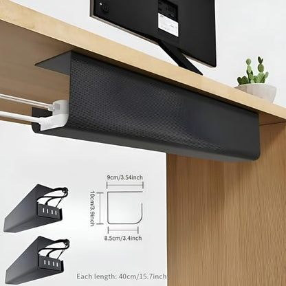 Under Desk Cable Management Tray 1 Pack,Adhesive No Drill Damage-Free Wire Organizer,Large Capacity Sturdy PVC Cable Holder for Office,Home Office & Standing Workstations (White Cable Management Tray) - color: White Cable Management Tray