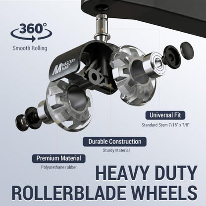 Mastery Mart Office Chair Caster Wheels for Hardwood Floors, Heavy Duty and Quiet Smooth Rollerblade Wheels for Office Chair, Universal Size (11x22mm), Suitable for Most Chairs - style: 2 inch-Grey