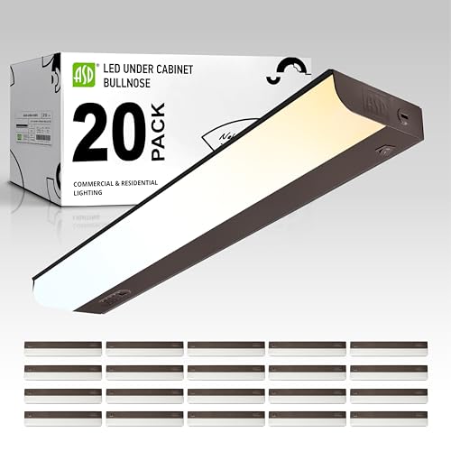 ASD LED Under Cabinet Lighting Hardwired, 18 Inch 10W 2700K-5000K Selectable, 807LM, CRI90+, Direct Wire Linkable Under Counter Lights for Kitchen, Dimmable Under Cabinet Lights, Bronze, UL, 20 Pack - color: 18 Inch Bronze, size: 20 Pack